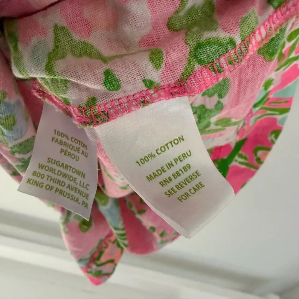 Lilly Pulitzer Mini Marlowe T-Shirt Dress 23492 Southern Charm Print Pink Green